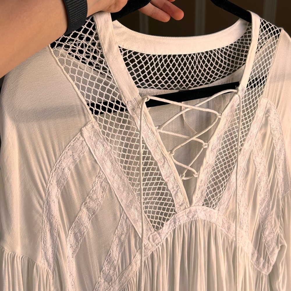 Free People Don't Let Go White Boho Embroidered Blouse S - Picture 7 of 7